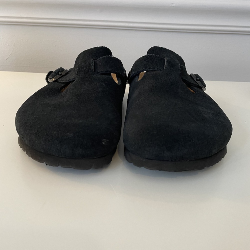 Birkenstock Black Suede Boston Clogs - Picture 10 of 11